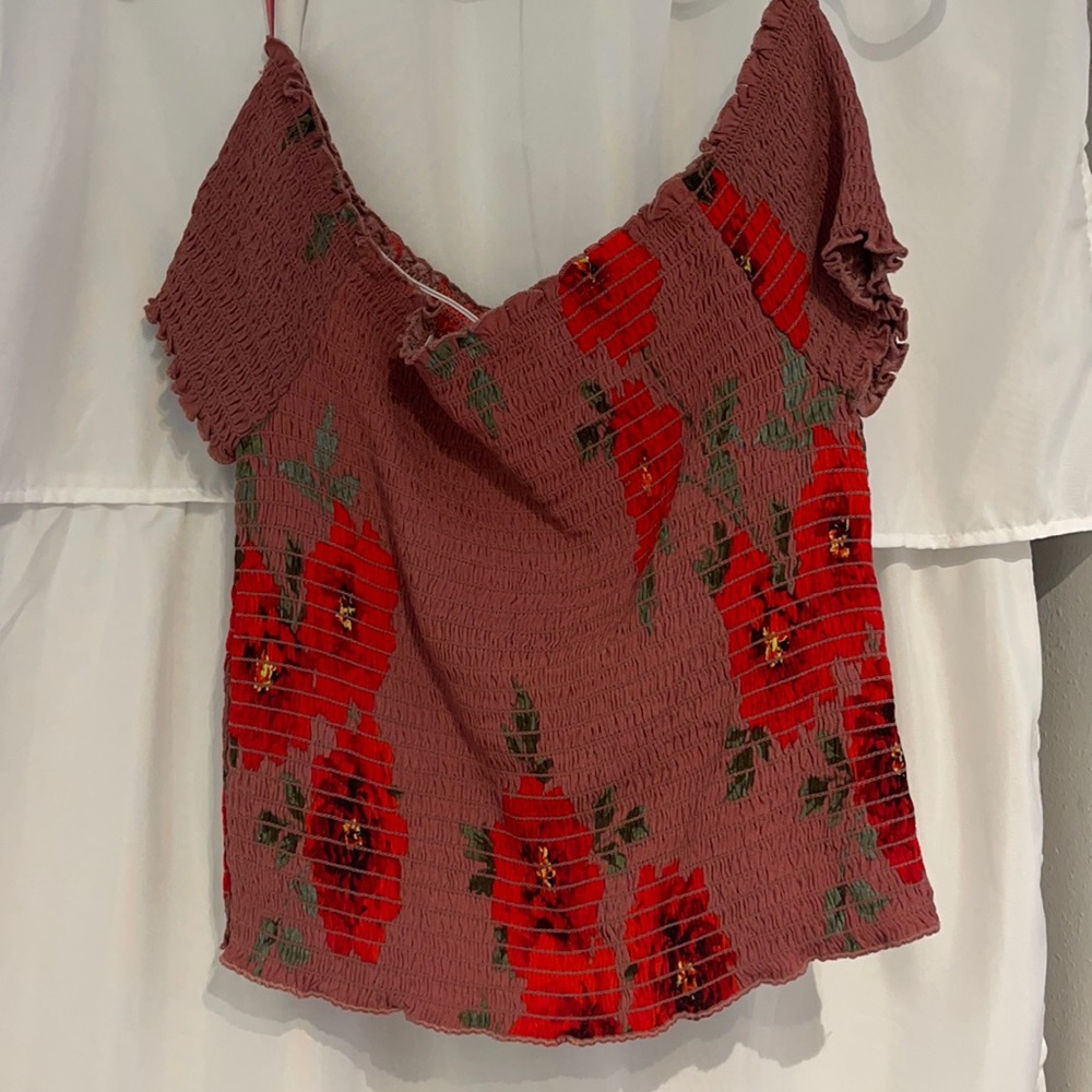 Pink floral tube top